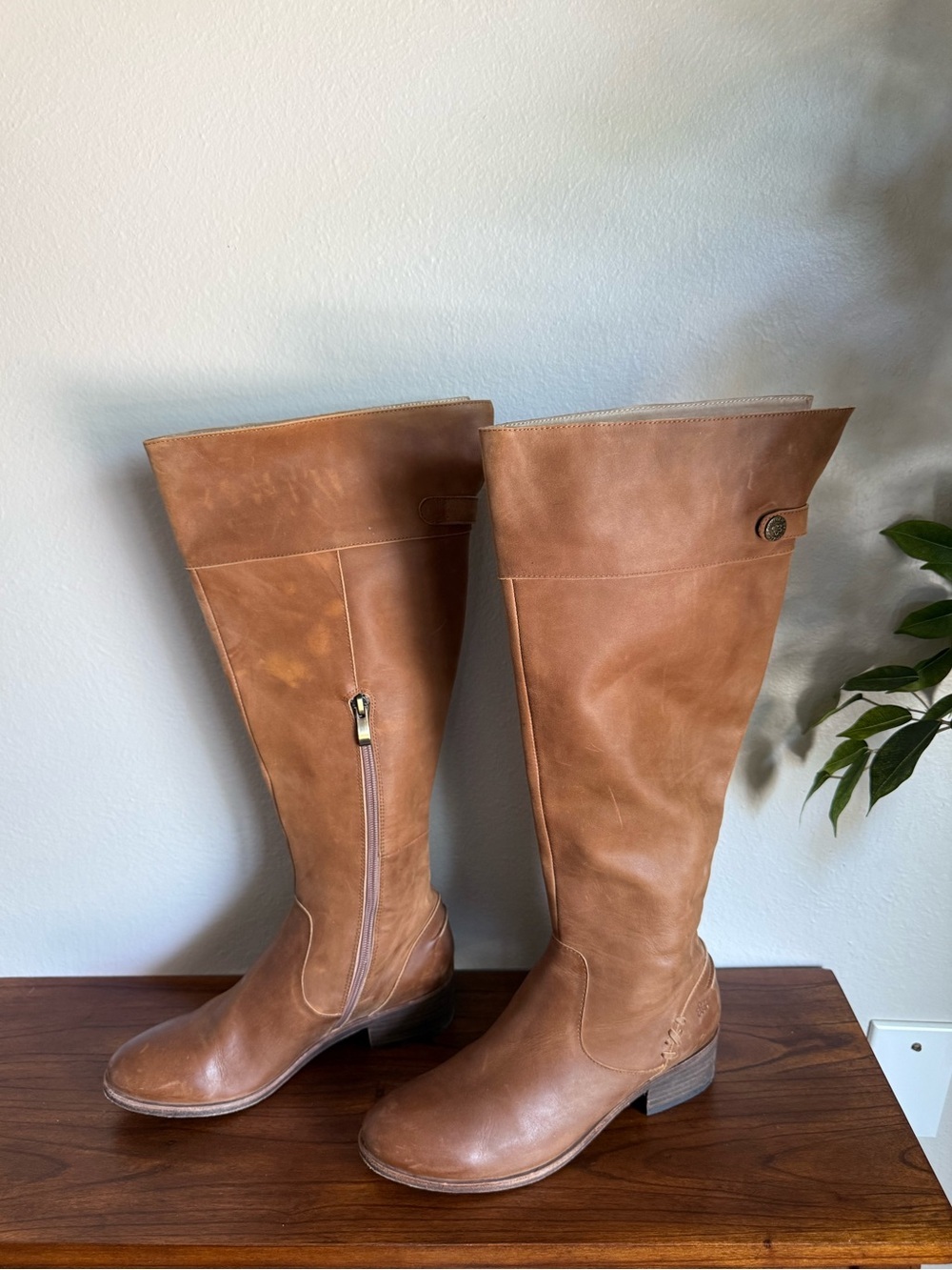 Joyfolie Genuine Leather Tall Hadley Boots in Camel Brown Women’s Size 8